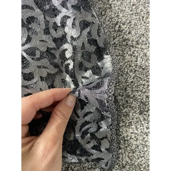 Women’s White House Black Market Dress Gray Silver Size 8 Sheer Bell Sleeves - Picture 6 of 8